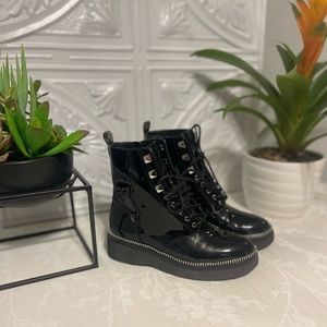 Micheal Kors Haskell Patent Leather Combat Boots sz 6